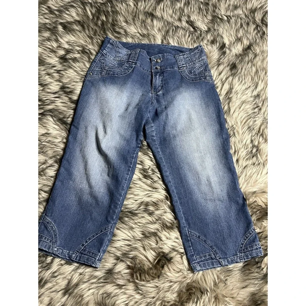 Vintage Y2K Capri Denim Jeans Secret Love Sz 12 Women